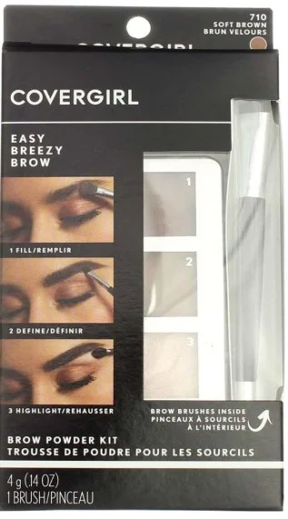 COVERGIRL Easy Breezy Brow kit with eyebrow powders and brush.