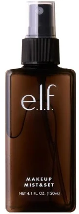 Black bottle of e.l.f. Makeup Mist & Set, 120 ml in original packaging.