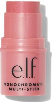Pink e.l.f. Monochromatic Multi Stick Blush with cap removed showcasing its creamy texture.
