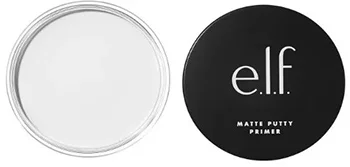 e.l.f. Matte Putty Primer in a round jar featuring a lightweight, velvety formula.