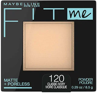 Maybelline Fit Me Matte + Poreless Pressed Face Powder in Classic Ivory displayed in its compact packaging.