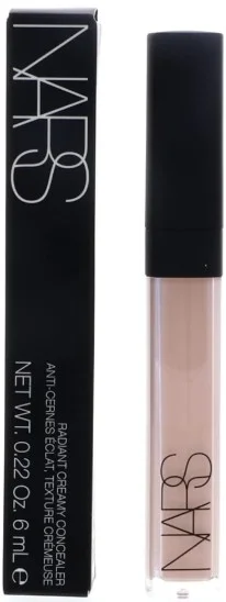 A tube of NARS Radiant Creamy Concealer in the shade vanilla featuring a sleek black cap and clear packaging that showcases the creamy product inside.