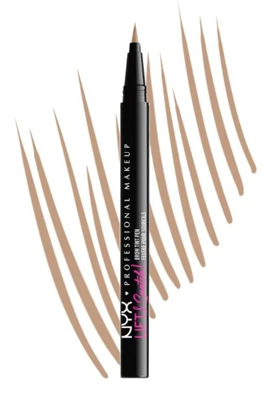 NYX Professional Makeup Eyebrow Pencil with color swatches on white background.