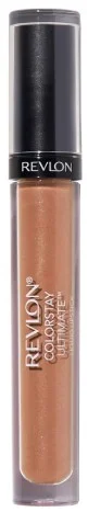 A tube of Revlon ColorStay Ultimate Liquid Lipstick featuring a sleek design with a clear body showcasing a brownish shade.